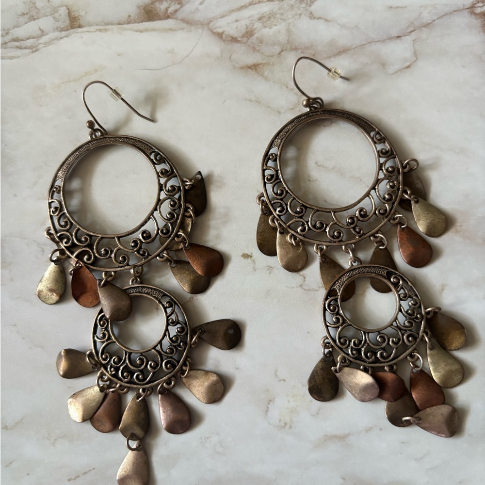 Double D Ranch Statement Bronze Chandelier Earrings